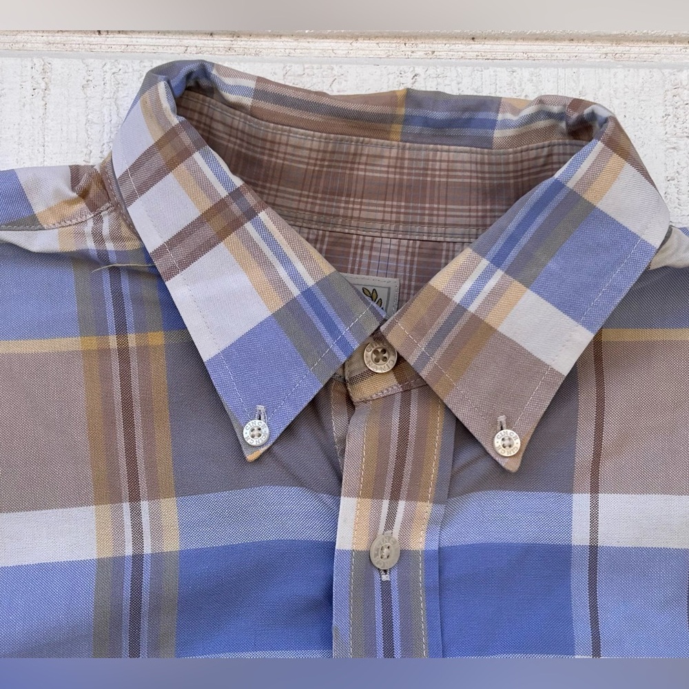 Cinch Men’s Button Down Shirt Brown/Blue Plaid Long Sleeve Size Large - Picture 4 of 9